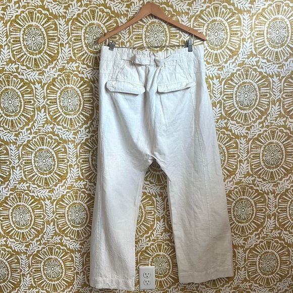 NWT Free People Sky Rider Cotton-Linen Blend Straight Leg Pants in Ecru Sz L - Picture 12 of 13